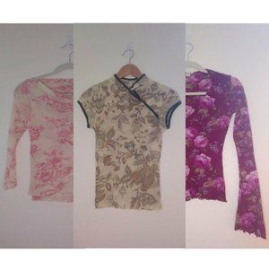 Sweet Pea floral tops M - lot of three